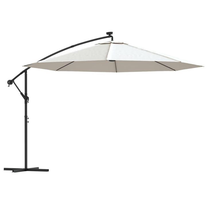 Hangparasol met LED verlichting | Retour Deal | Perfect v..., Tuin en Terras, Parasols, 3 tot 4 meter, Kantelbaar, Nieuw, Zweefparasol