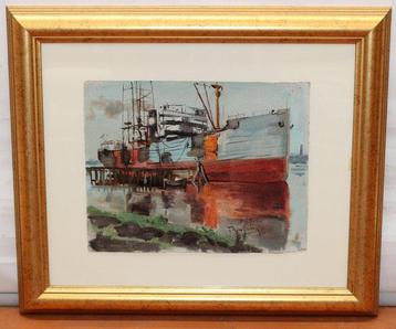 Frederick Van Oostveen (1885-1979) - Barco en el puerto