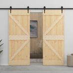 vidaXL Schuifdeur met beslag 90x210 cm massief grenenhout, Doe-het-zelf en Bouw, Verzenden, Nieuw