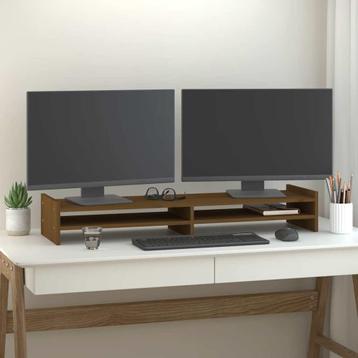 vidaXL Monitorstandaard 100x27x15 cm massief grenenhout, Verzenden