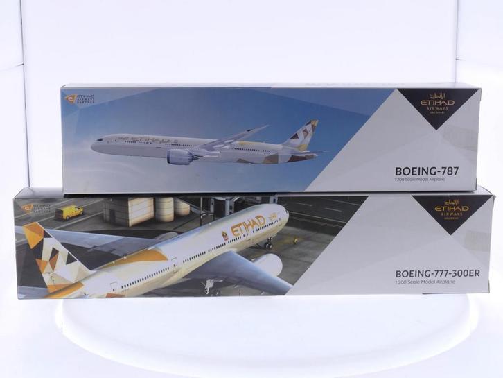 Schaal 1:200 set van 2 Etihad Airways-vliegtuigen Boeing-..., Hobby en Vrije tijd, Modelbouw | Vliegtuigen en Helikopters, Nieuw
