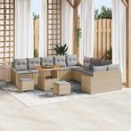 vidaXL 13-delige tuin sofa set met kussens in beige poly, Verzenden, Nieuw