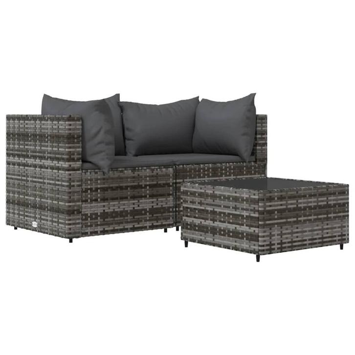 Rattan Loungeset Grijs | Tweede Kansje | Tuin & Terras, Tuin en Terras, Tuinsets en Loungesets, Nieuw, Rotan, Loungeset, 4 zitplaatsen