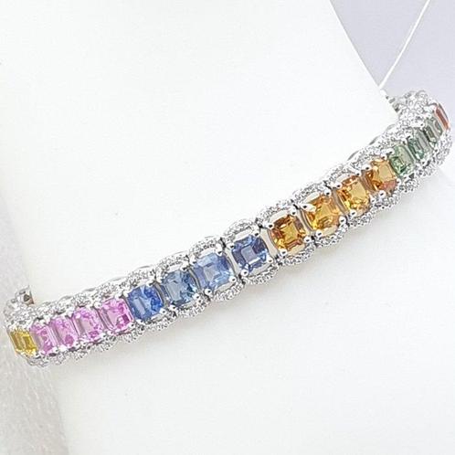 Armband - 14 karaat Witgoud -  22.00ct. tw. Saffier -, Handtassen en Accessoires, Antieke sieraden