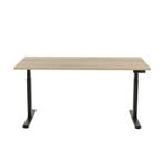 Zit-sta elektrisch bureau zwart, Natuur eiken blad, 160x80