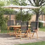 vidaXL Tuin Eettafel Set 5 pcs Zwart Massief acaciahout en, Tuin en Terras, Verzenden, Nieuw