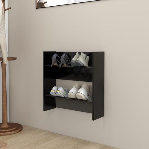 vidaXL Wandschoenenkast 60x18x60 cm bewerkt hout zwart, Huis en Inrichting, Kasten | Schoenenkasten, Nieuw, Verzenden