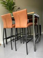 Set van 4 leren barstoelen - cognac kleur leer - Echt leer,, Overige kleuren, Nieuw, Leer, Ophalen of Verzenden
