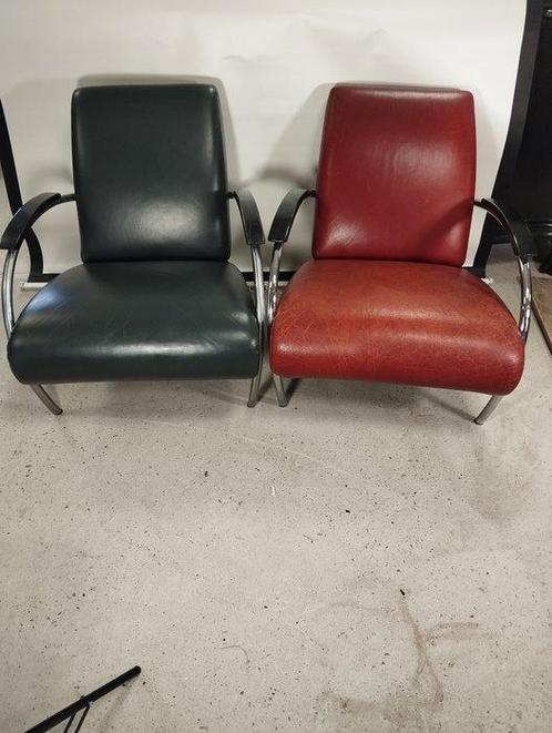 Gelderland - Jan des Bouvrie - Chaise longue (2) - Cuir,, Antiek en Kunst, Antiek | Meubels | Stoelen en Sofa's