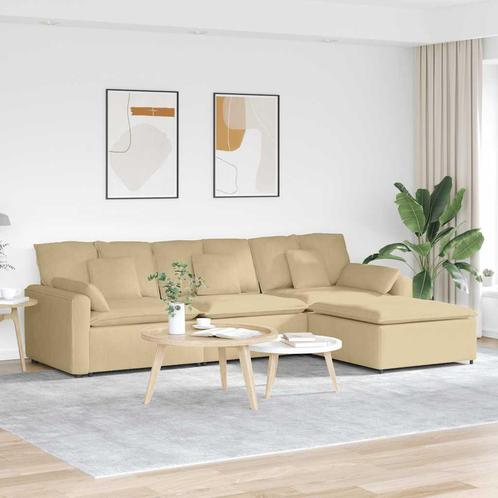 vidaXL Modulaire bank met voetenbank en kussens grijsgroen, Huis en Inrichting, Zetels | Voetbanken en poefs, Nieuw, Verzenden