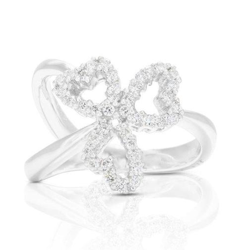 Bague - 18 carats Or blanc -  0.26ct. tw. Diamant, Handtassen en Accessoires, Ringen