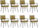 Set van 8 Olijfgroene leren industriële design, Huis en Inrichting, Overige kleuren, Nieuw, Ophalen of Verzenden, Vijf, Zes of meer stoelen