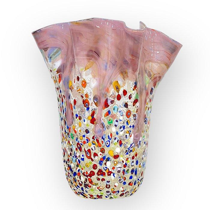 Filippo Maso - Vase - Vase rose avec feuille dargent et, Antiek en Kunst, Antiek | Glaswerk en Kristal