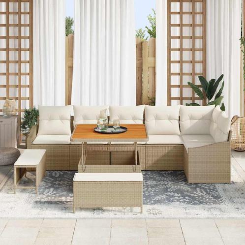 vidaXL Tuinbank Set met kussen 9 pcs Beige en Crème 100 x, Tuin en Terras, Tuinsets en Loungesets, Nieuw, Verzenden