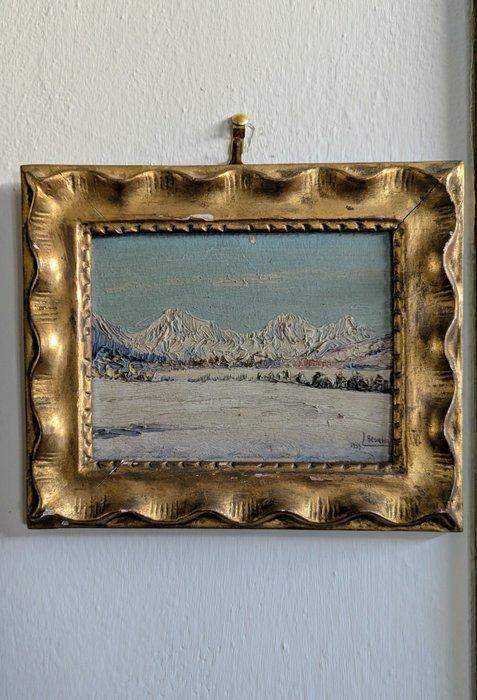 Camillo Besana (1887-1941) - Veduta Montana invernale, Antiek en Kunst, Kunst | Schilderijen | Klassiek