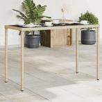 vidaXL Table de jardin dessus en verre beige 115x54x74, Verzenden