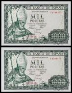 Spanje. - 2 x 500, 2 x 1000 Pesetas - 1954/1965, Postzegels en Munten