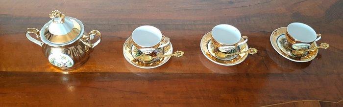 Koffieservies (10) - Keramiek - gouden keramiek, Antiquités & Art, Curiosités & Brocante