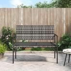 vidaXL Tuinbank 2-zits met kussen poly rattan grijs, Verzenden, Nieuw
