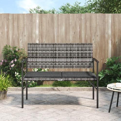 vidaXL Tuinbank 2-zits met kussen poly rattan grijs, Tuin en Terras, Tuinsets en Loungesets, Nieuw, Verzenden