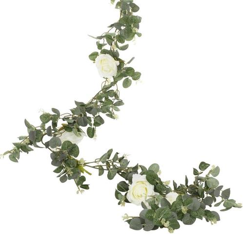 Bloemen Slinger Eucalyptus & Witte Rozen 2m, Hobby & Loisirs créatifs, Articles de fête, Envoi