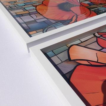 Ksavera - Poppies A1323 - large diptych - paintings in frame