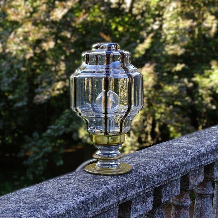 Tafellamp - Tafellamp van glas, chroomstaal en messing -, Antiek en Kunst, Curiosa en Brocante