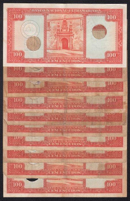 Mozambique. - 10 x 100 Escudos - 1958 - all hole cancelled -, Postzegels en Munten, Munten | Nederland