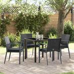 vidaXL Tuin Eettafel Set 5 pcs Zwart Poly rattan, Verzenden, Nieuw