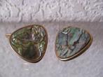 French Vintage Cufflinks oa Mother of Pearl, Gold plate,