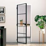 vidaXL Binnendeur 76x201,5 cm gehard glas en aluminium smal, Doe-het-zelf en Bouw, Deuren en Vliegenramen, Verzenden, Nieuw