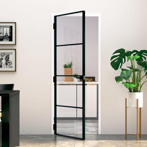 vidaXL Binnendeur 76x201,5 cm gehard glas en aluminium smal, Doe-het-zelf en Bouw, Deuren en Vliegenramen, Nieuw, Verzenden