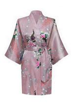 KIMU® Kimono Mauve Kort XL-XXL Yukata Satijn Boven de Knie K, Kleding | Dames, Ophalen of Verzenden, Nieuw