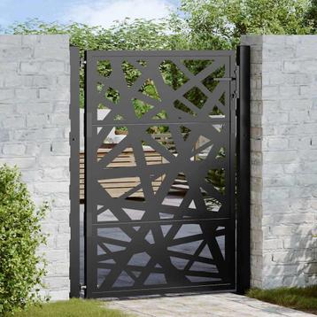 vidaXL Poort met lichtontwerp 105x130 cm staal zwart, Tuin en Terras, Tuinpoorten, Verzenden, Nieuw