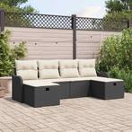 vidaXL 6-delige tuinset met kussens, zwart poly rattan, Tuin en Terras, Verzenden, Nieuw, Tuinset