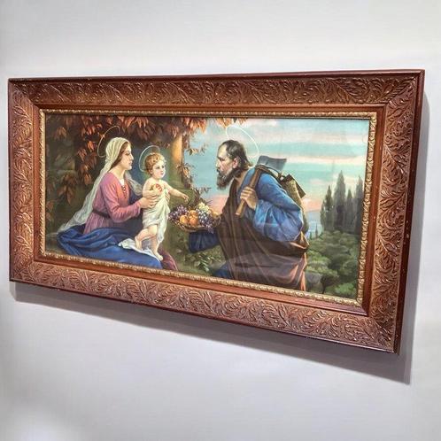 Cadre- Sainte Famille - 90 x 50 cm - Bois, Verre, Antiek en Kunst, Antiek | Boeken en Manuscripten