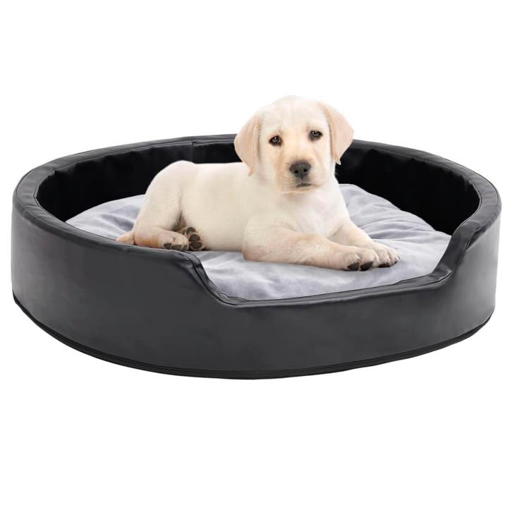 vidaXL Hondenmand 79x70x19 cm pluche en kunstleer zwart en, Dieren en Toebehoren, Honden-accessoires, Nieuw, Verzenden