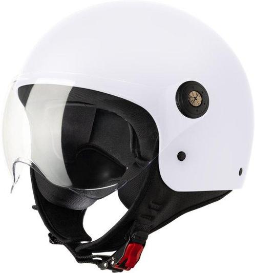 Jethelm met Vizier / Scooter Helm / Snorscooterhelm - Wit..., Fietsen en Brommers, Fietsaccessoires | Fietshelmen, Nieuw, Verzenden