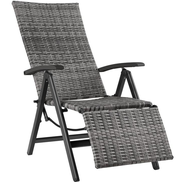 tectake Wicker tuinstoel opklapbaar met aluminium frame en v, Tuin en Terras, Tuinsets en Loungesets, Verzenden