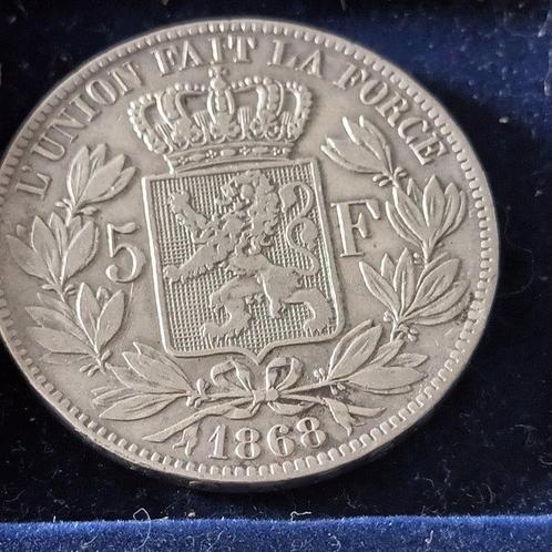 België. Leopold II. 5 Francs 1868/1869, 4 x (Zonder, Postzegels en Munten, Munten | Nederland