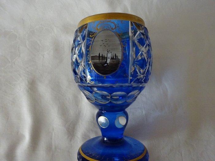 Wijnglas - Glas, Kristal - Biedermeier Prunkpokal, Antiek en Kunst, Antiek | Glaswerk en Kristal