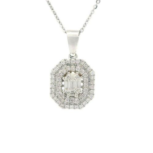 Ketting met hanger - 18 karaat Witgoud -  0.52ct. tw., Handtassen en Accessoires, Antieke sieraden