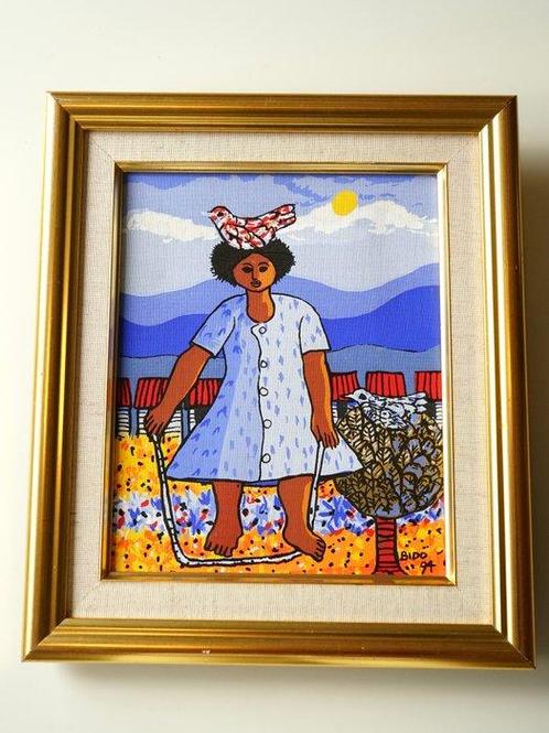 Wanddecoratie (4) - Dominica - Kleurenafdruk op linnen, Antiek en Kunst, Curiosa en Brocante