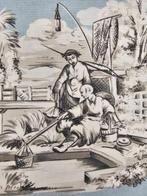 300x280cm! Stof Toile de Jouy Orientale -