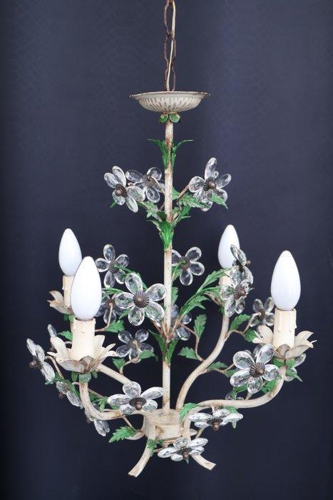 Kroonluchter - Smeedijzer - Luster met bloemen, Antiek en Kunst, Curiosa en Brocante