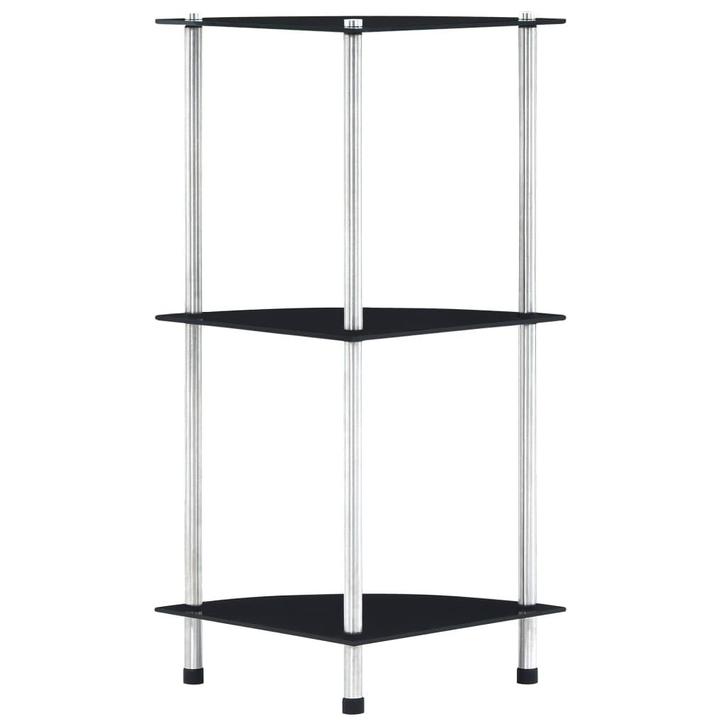 vidaXL Kastje 3-laags 30x30x67 cm gehard glas zwart, Huis en Inrichting, Kasten | Boekenkasten, Nieuw, Verzenden