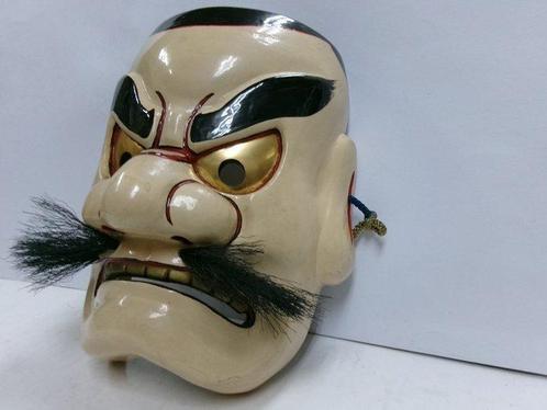 Houtsnijwerk van Noh-masker Susanoo no Mikoto door Ryugaku, Antiek en Kunst, Antiek | Overige Antiek