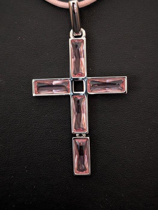 Beeld, Swarovski collier kruis - 5.7 cm - Metaal, Kristal, Antiek en Kunst, Curiosa en Brocante