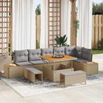 vidaXL Tuinbank Set met kussen 9 pcs Beige Poly rattan, Tuin en Terras, Tuinsets en Loungesets, Verzenden, Nieuw