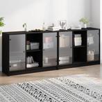 vidaXL Boekenkast met deuren 204x37x75 cm bewerkt hout zwart, Huis en Inrichting, Verzenden, Nieuw